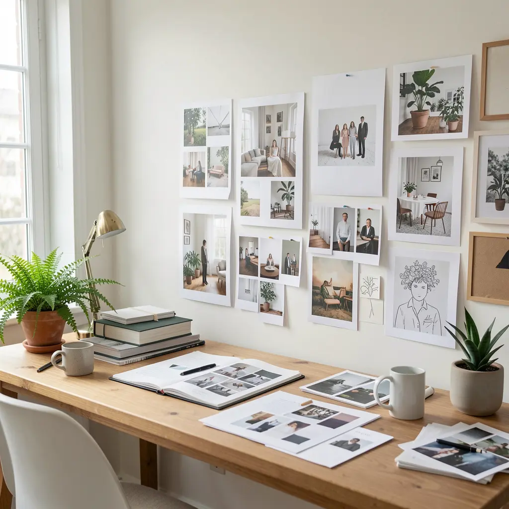 Interior designer working on mood board